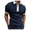 Men's Zip Polo Shirt Short Sleeve Stretch Muscle T Shirts Casual Slim Fit Ribbed Workout Tee Shirts Beach Tees view 1