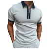 Men's Classic Short Sleeve Polo Shirt Zip Up Casual Summer Slim Fit T-Shirts Striped Graphic Printed Tops Beach Tees view 1
