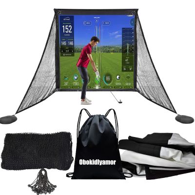 Obokidlyamor Golf Simulator Impact Screens+ Shake Netting Net One Frame- Sim Ball Simulator Impact Display Projection Screen with 10pcs Grommet Ropes (7" Size, Impact Screen+Shank Net)