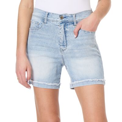 Angels Forever Young Forever High-Rise Cuffed Jean Shorts, Super Soft Denim, 4" Inseam, Paola, 6