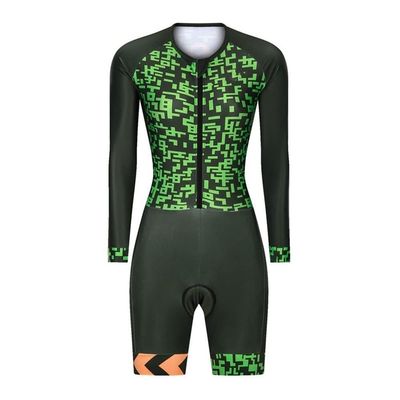 KOZUJI Triathlon Suit Women's Cycling Jersey Suit Short/Long Sleeve Summer Clothing Bodysuit Jumpsuit with 9D Gel Pad (Color : Long Sleeve, Size : XXX-Large)