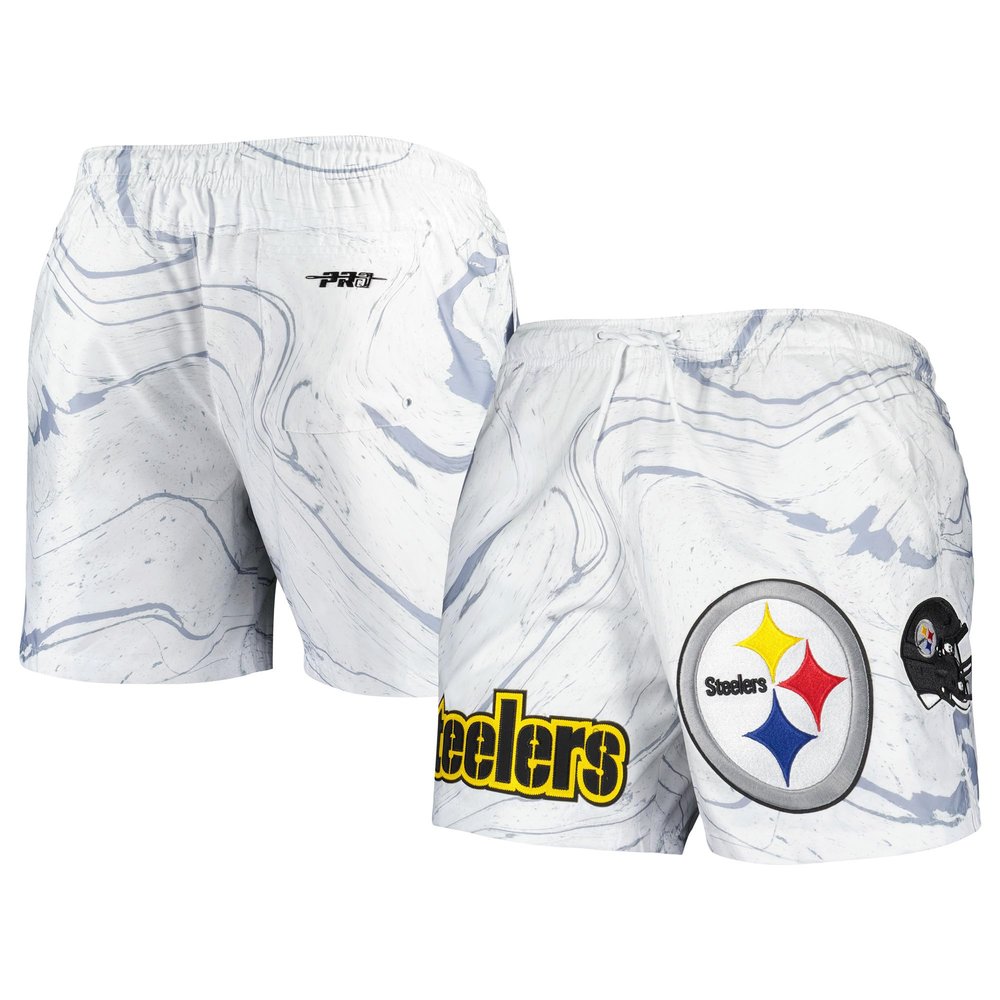 Pro Standard Men's White Pittsburgh Steelers Allover Marble Print Shorts