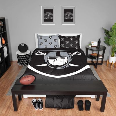 FOCO Las Vegas Raiders NFL Team Color Bed In a Bag Comforter Bedding 3 Piece Full Set