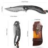 ALVELY handmade Folding Pocket KnifeJapanese Damascus steel 3.9in blade Men's folding knifewith Pocket Clip Leather Sheathliner lock Carbon Fiber Handlefit EDC Outdoor camping Survivalgift view 2