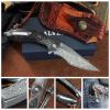 ALVELY handmade Folding Pocket KnifeJapanese Damascus steel 3.9in blade Men's folding knifewith Pocket Clip Leather Sheathliner lock Carbon Fiber Handlefit EDC Outdoor camping Survivalgift view 4