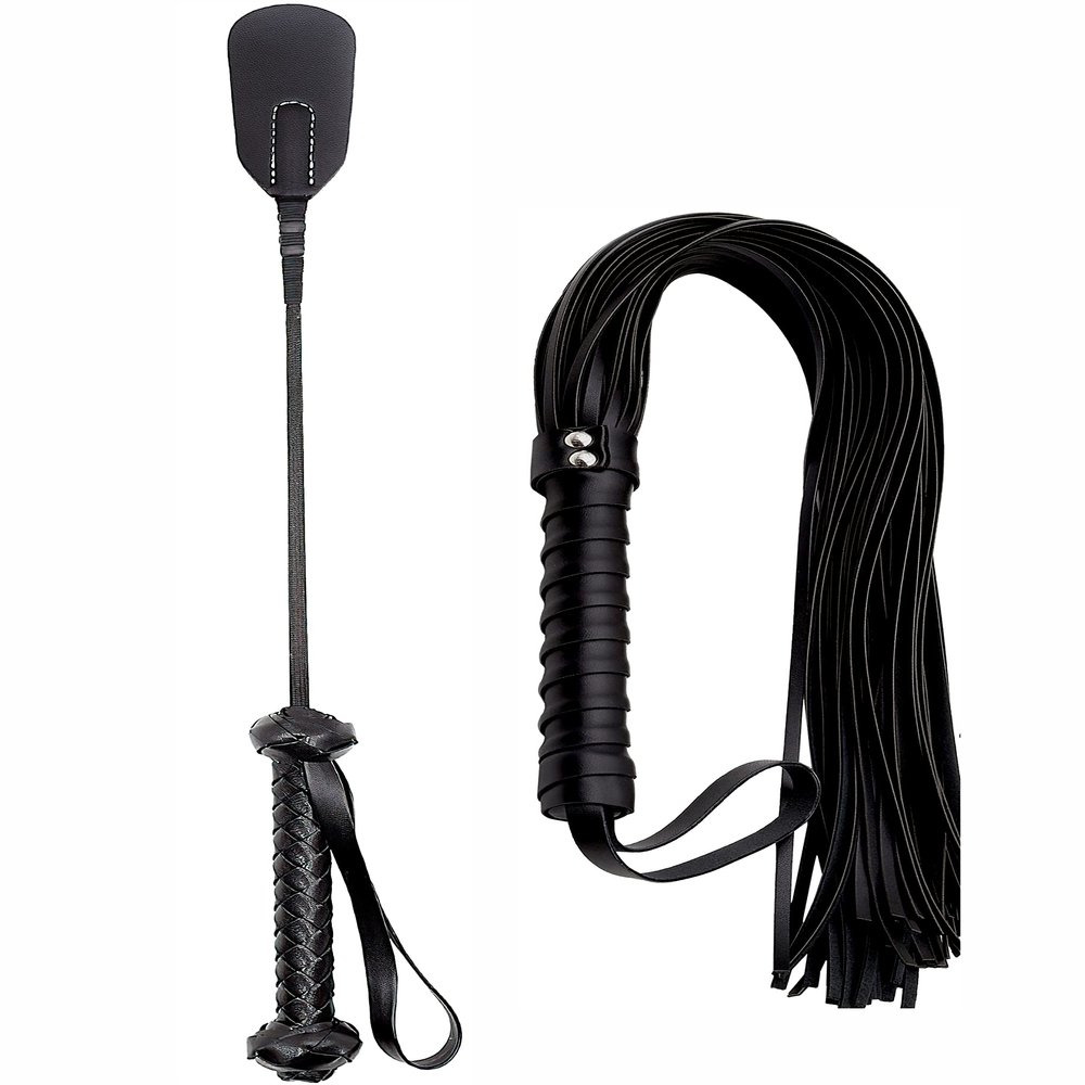DERINODEM Horse Riding Crop Whip Set 18" 27" - Horse Set Flogger Faux Leather - Riding Whip for Horse Equestrian - English Riding Set Crop for Horses