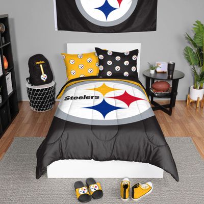 FOCO Pittsburgh Steelers NFL Team Color Bed In a Bag Comforter Bedding 3 Piece Twin Set