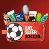ChalkTalkSPORTS Soccer Toiletry Bag - Eat Sleep Soccer - Red & Black view 3