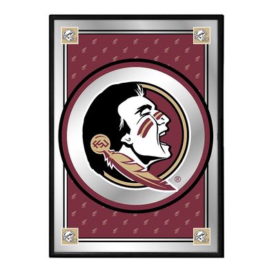 The Fan-Brand NCAA Florida State Seminoles: Team Spirit - Logo - Vertical Framed Mirrored Wall Sign - Sports Team Bar Sign Dcor - Home, Dorm, Garage, Office, Fan Cave