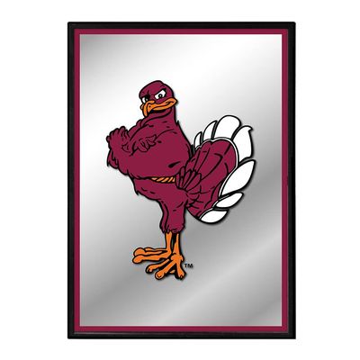 The Fan-Brand NCAA Virginia Tech Hokies: Mascot - Maroon Edge - Vertical Framed Mirrored Wall Sign - Sports Team Bar Sign Dcor - Home, Dorm, Garage, Office, Fan Cave