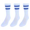 CTM Men's Crew Striped Socks (3 Pairs), White with Royal Blue Stripes view 2