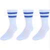 CTM Men's Crew Striped Socks (3 Pairs), White with Royal Blue Stripes view 4