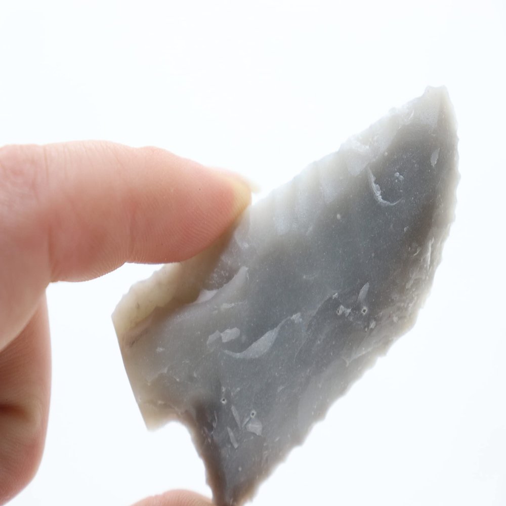 Arkansas Novaculite Curved Fantasy Knife Blade Handmade Using Flint Knapping Pressure Flake Techniques Great DIY Fantasy Blade/Point Cosplay;Reiki Energy/Wiccan Wand Cuts Ties/Negative Energy