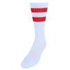 CTM Men's Crew Striped Socks (3 Pairs), White with Red Stripes view 1