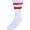 CTM Men's Crew Striped Socks (3 Pairs), White with Red Stripes view 3
