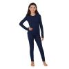 Cuddl Duds Girls Heavyweight Fleece Lined 2 Piece Thermal Underwear Set  Long Sleeve Shirt & Leggings Base Layer for Cold Weather  Winter Clothing Long Johns Lounge Sets for Kids, Navy, XS view 1