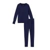 Cuddl Duds Girls Heavyweight Fleece Lined 2 Piece Thermal Underwear Set  Long Sleeve Shirt & Leggings Base Layer for Cold Weather  Winter Clothing Long Johns Lounge Sets for Kids, Navy, XS view 3