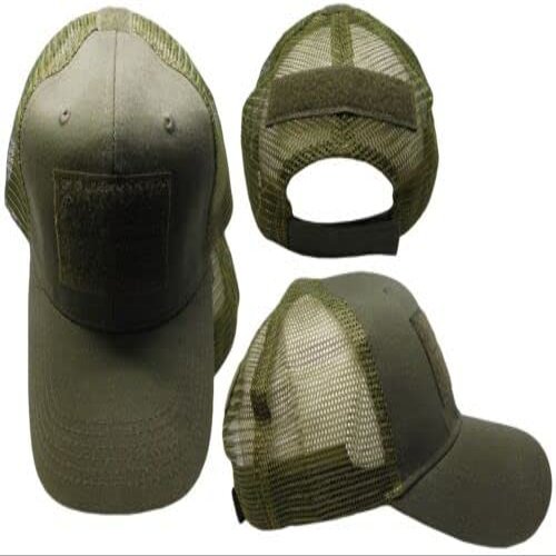 Trade Winds Green Olive Drab Mesh Operator Operators Tactical Cap Hat Patch Adjustable Strap