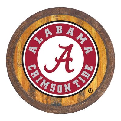 The Fan-Brand NCAA Alabama Crimson Tide: School Seal - "Faux" Barrel Top Sign - Football, Basketball, Baseball & College Sports Dcor for Home, Office, Game Room, Fan Cave & Garage
