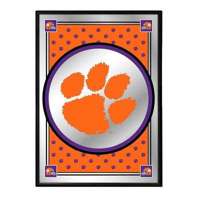 The Fan-Brand NCAA Clemson Tigers: Team Spirit - Vertical Framed Mirrored Wall Sign - Sports Team Bar Sign Dcor - Home, Dorm, Garage, Office, Fan Cave
