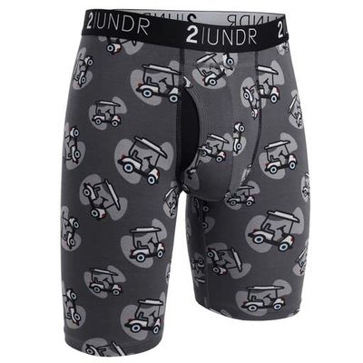 2UNDR Mens Swing Shift 9" Boxer Long Leg Underwear (Cart Path Grey, Small)