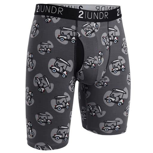 2UNDR Mens Swing Shift 9" Boxer Long Leg Underwear (Cart Path Grey, Small)