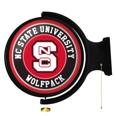 The Fan-Brand NCAA NC State Wolfpack: Original Round Rotating Lighted Wall Sign - Football, Basketball & Baseball Wall Decor - College Sports Dcor for Home, Office, Game Room, Fan Cave & Garage - USA Made