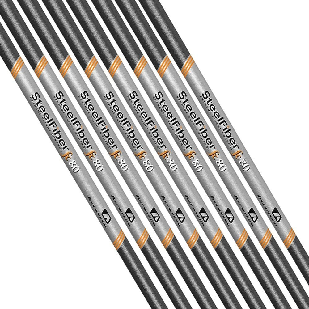 AeroTech SteelFiber fc80 Iron Shafts 3-PW, Set of 8 Shafts - .370 Parallel Tip (Choose Flex) (Flex: Stiff F4)