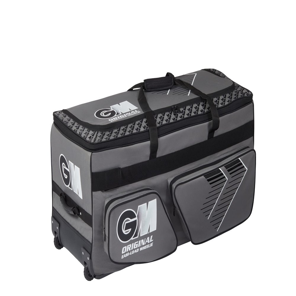 Gunn & Moore GM Cricket Wheelie Bag Holdall | Original Easi-Load | Two Bat Pockets | Engineered Wheel Housing All Terrain | Tough Water-Resistant 600 Denier Polyester | 136 or 162 litres | Grey