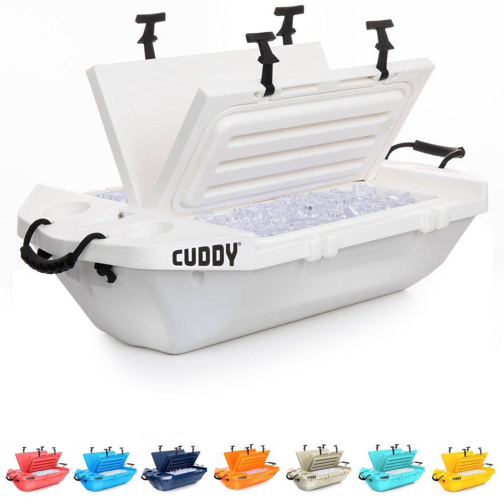 Cuddy Floating Cooler and Dry Storage Vessel for Land & Water  40QT Great for River, Beach, Kayak, Pool, & Lake - White