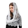 Holiberty Women Infinity Veil Floral Lace Catholic Chapel Church Veil Latin Mass Mantilla Head Covering Scarf (White) view 2