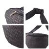 IAMUHI Straw Woven Fanny Pack Cross Chest Shoulder Handbag Purse Handwoven Beach Bag,Black view 3