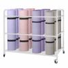 Arlifo Yoga Mat Storage Rack Basket Workout Equipment Home Gym Storage Rack with Wheels White Yoga Mat Holder Exercise & Fitness Organizer for Dumbbell Kettlebells Resistance Bands Yoga Blocks Foam view 1