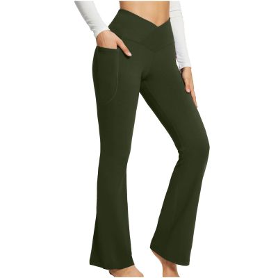 tuduoms Women's Bootcut Yoga Pants Workout High Waist Flare Yoga Leggings Sunflower Print Wide Leg Pants Lounge Bell Bottom Dress Pants Tummy Control Leggings
