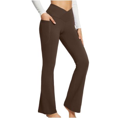 tuduoms Women's Bootcut Yoga Pants Workout High Waist Flare Yoga Leggings Sunflower Print Wide Leg Pants Lounge Bell Bottom Dress Pants Tummy Control Leggings