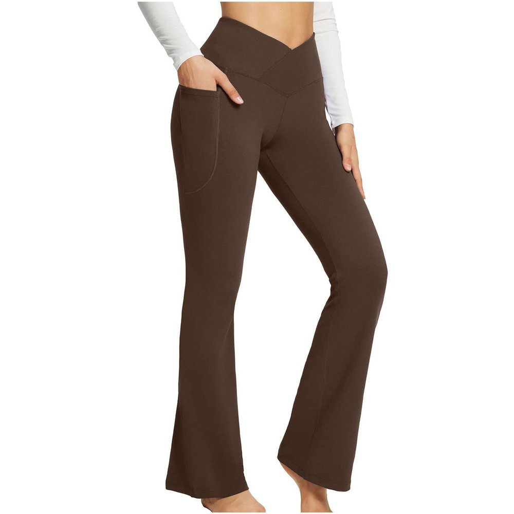 tuduoms Women's Bootcut Yoga Pants Workout High Waist Flare Yoga Leggings Sunflower Print Wide Leg Pants Lounge Bell Bottom Dress Pants Tummy Control Leggings