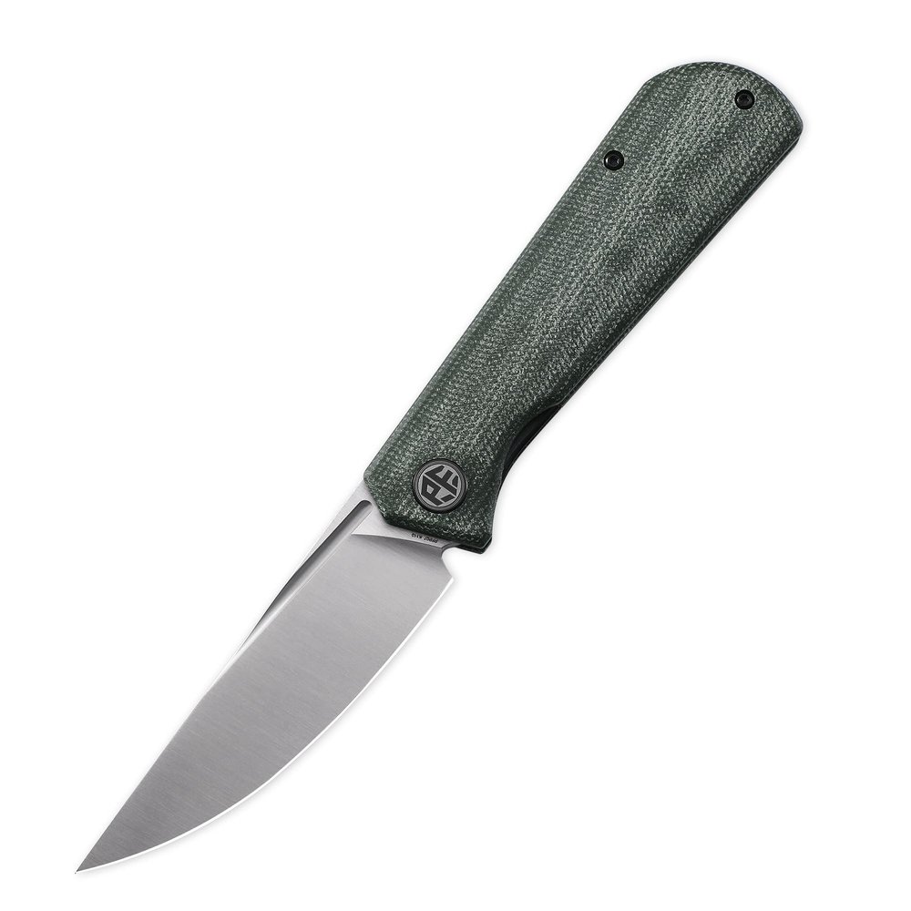 Petrified fish Pocket Knife PFP07 Viking, 3.62" K110 Satin Blade, 3.95oz Micarta Handle Front Flipper Liner lock Folding knife (Green Micarta & Satin)