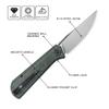 Petrified fish Pocket Knife PFP07 Viking, 3.62" K110 Satin Blade, 3.95oz Micarta Handle Front Flipper Liner lock Folding knife (Green Micarta & Satin) view 2
