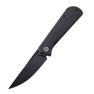Petrified fish Pocket Knife PFP07 Viking, 3.62" K110 Black Stonewashed Blade, 4.23oz G10 Handle Front Flipper Liner lock Folding knife (Black G10 & Black Stonewashed)