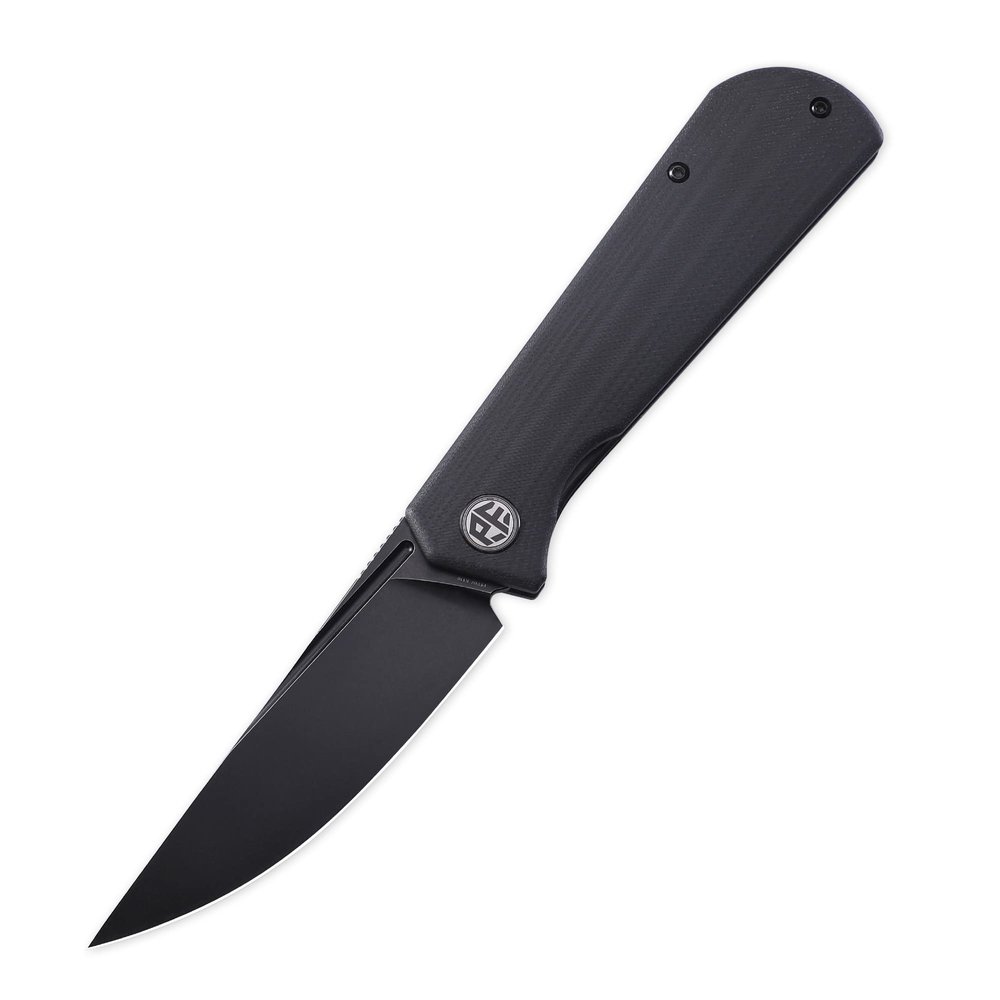 Petrified fish Pocket Knife PFP07 Viking, 3.62" K110 Black Stonewashed Blade, 4.23oz G10 Handle Front Flipper Liner lock Folding knife (Black G10 & Black Stonewashed)
