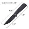 Petrified fish Pocket Knife PFP07 Viking, 3.62" K110 Black Stonewashed Blade, 4.23oz G10 Handle Front Flipper Liner lock Folding knife (Black G10 & Black Stonewashed) view 3