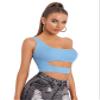 GWNWTT Women's Tops Shirts Sexy Tops for Women One Shoulder Cutout Knit Top (Color : Blue, Size : Large) view 1