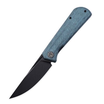 Petrified fish Pocket Knife PFP07 Viking, 3.62" K110 Black Stonewashed Blade, 3.95oz Micarta Handle Front Flipper Liner lock Folding knife (Blue Micarta & Black Stonewashed)