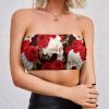 Skulls and Red Roses Women's Sexy Tube Crop Top Bandeau Strapless Bras Seamless Stretchy Chest Wrap Top L view 2