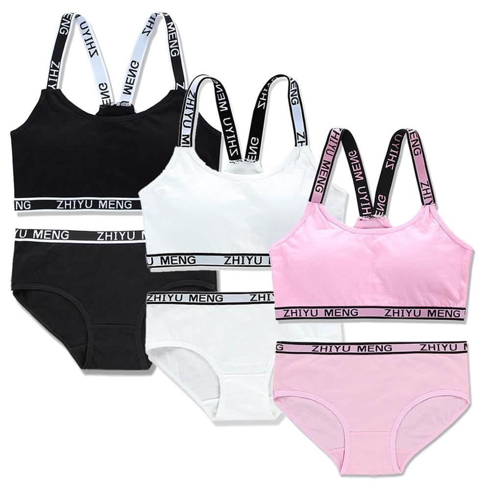 Girls Training Bra Set - 6PCS Girls Cotton Training Bralettes Cami Bras and Underwear Panties
