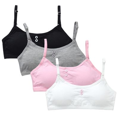 4PCS Girls Training Bra Girls Breathable Sports Cami Bras Adjustable Strap Bralette Activewear Bra