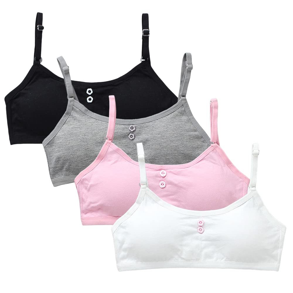 4PCS Girls Training Bra Girls Breathable Sports Cami Bras Adjustable Strap Bralette Activewear Bra