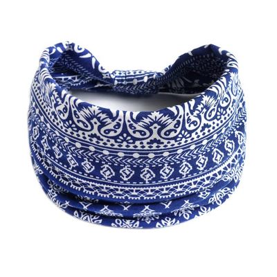 Chemo Headwear for Women UK Yoga Headband Extra Wide Soft Turban Cap Alopecia Bandana Head Cover, Blue, One Size
