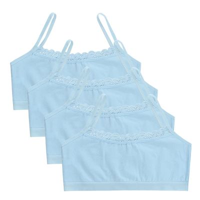Eforcase 4PCS Girls Training Bra Girls Lace Cotton Training Bras Breathable Sports Cami Bras Strap Bralette,Aged 8-14 Blue