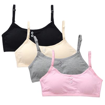 Eforcase 4PCS Girls Training Bra Girls Breathable Sports Cami Bras Adjustable Strap Bralette Activewear Bra
